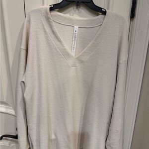 Lululemon Athletica Beige Textured V-Neck Top